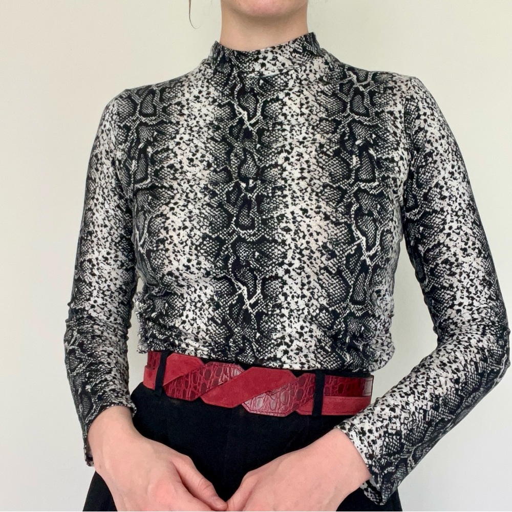 Snakeskin Print Long Sleeve Top
